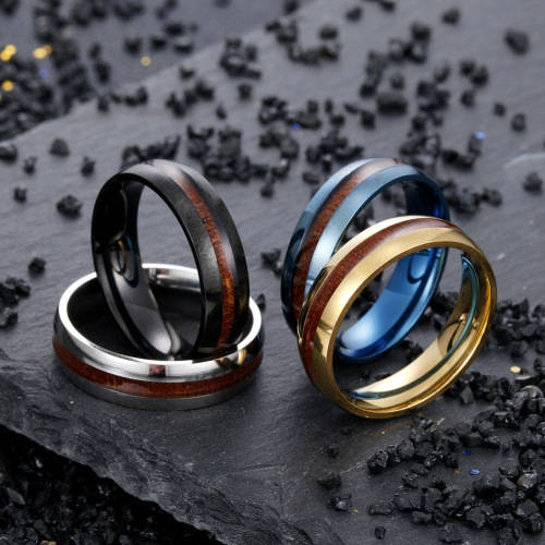 Mens Titanium Wood Inlay Design Wedding Band. Ring Size 6,7,8,9,10,11,12,13